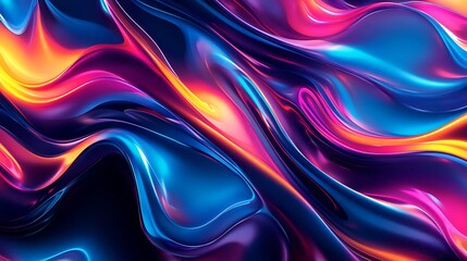 Fototapeta premium Vibrant multicolored fluid wave with glowing particles in a cosmic abstract style against a dark background, creating a dynamic and futuristic energy flow