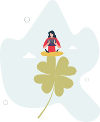 Luck for success, blessing for work opportunity, fortune or chance, good luck or happiness concept.flat character life .
