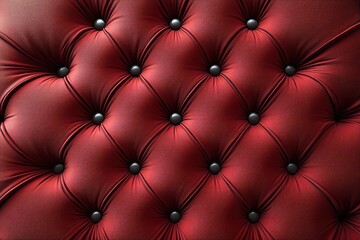 Fototapeta premium Decorative red tufted upholstery with black buttons for advertising layouts and design
