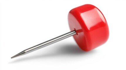 Red Push Pin Isolated on White Ready to Mark.