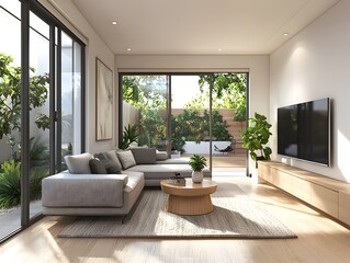 Fototapeta premium Bright modern living room