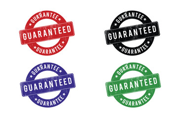 Guarantee grunge isolated ribbon stamps. Best quality guarantee label seal stamps on transparent background.