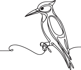 Woodpecker Line Art Vector. Perfect for Nature Illustrations