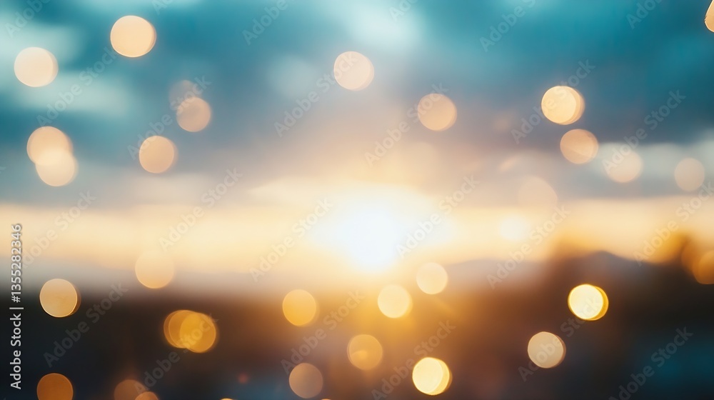 Fototapete Artistic bokeh effect capturing sunset light through glass with soft blurred colors creating a dreamy atmosphere : Generative AI