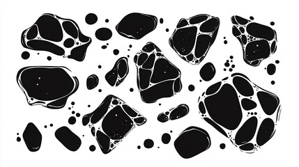 Fototapeta premium Abstract Ink Blots with Splashes, and and Stains Set.