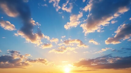 Obraz premium Beautiful sunset with vibrant clouds illuminating the sky at dusk : Generative AI