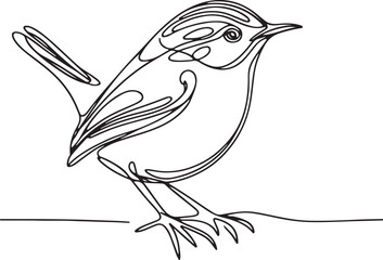 Minimalist Wren Line Art Illustration for Design