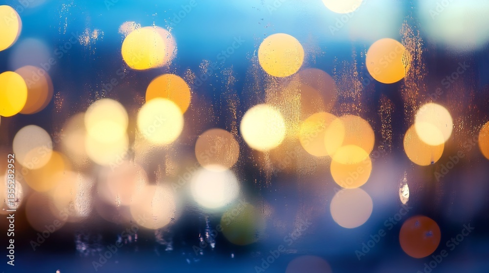 Leinwandbilder Colorful bokeh lights reflecting on a misty window creating a warm and cozy atmosphere for the season : Generative AI