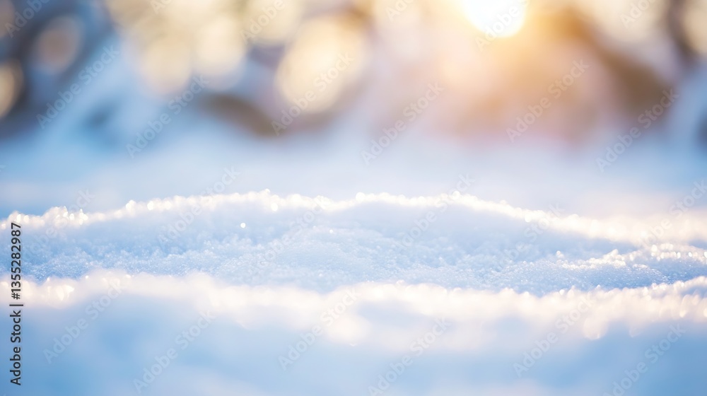 Aufkleber serene snow covered ground sparkling in the soft glow of sunlight during a winter morning : generati