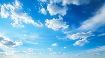 Fototapeta premium Bright and clear blue sky with fluffy white clouds creating a perfect backdrop for outdoor activities : Generative AI