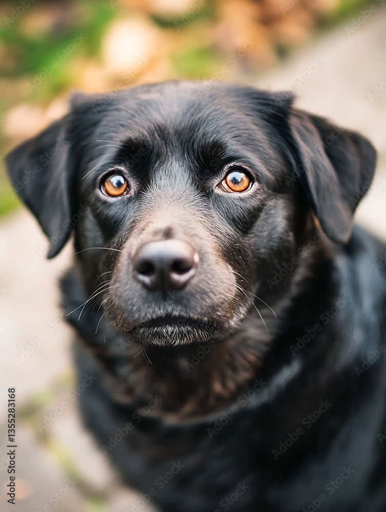 Poster charming closeup image of a black labrador retriever with soulful eyes exuding warmth and friendly d