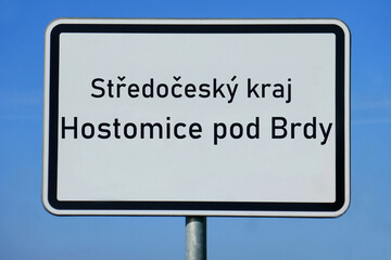Ortsschild Středočeský kraj Hostomice pod Brdy