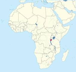 Detailed national location map of BURUNDI within the great continent of Africa