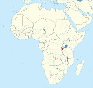 Detailed national location map of BURUNDI within the great continent of Africa