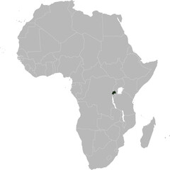 Detailed national location map of RWANDA within the great continent of Africa © Djerdj