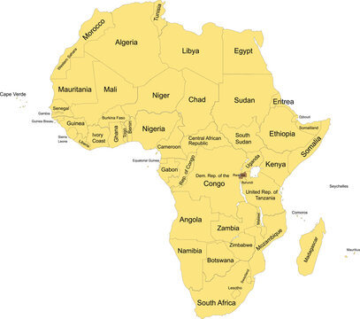 Detailed national location map of RWANDA within the great continent of Africa