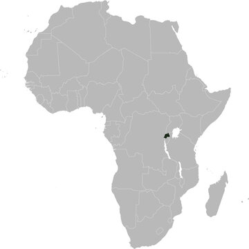 Detailed national location map of RWANDA within the great continent of Africa