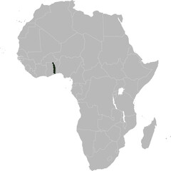 Detailed national location map of TOGO within the great continent of Africa