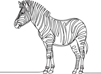 Simple Zebra Silhouette Line Drawing Vector