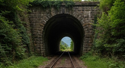 Mystical Train Tunnel Entrance: A Journey into the Green Valley