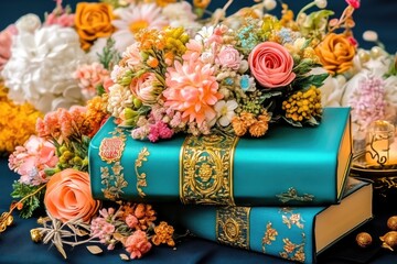 Rustic floral book arrangement