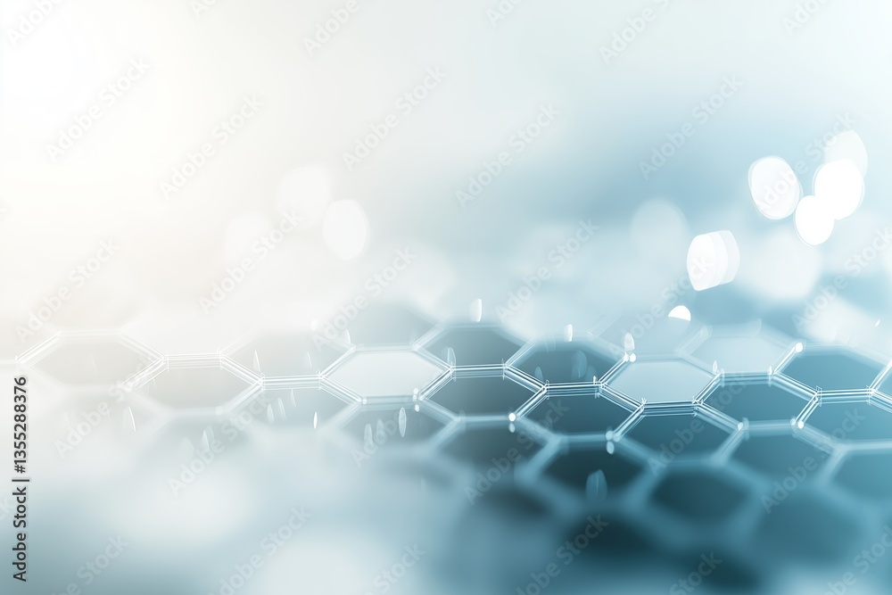 Poster Futuristic blue-toned abstract mesh with glowing hexagon pattern symbolizing modern technology networks and digital innovation design, Generative AI
