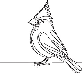 Vector Line Drawing of a Majestic Cardinal Bird