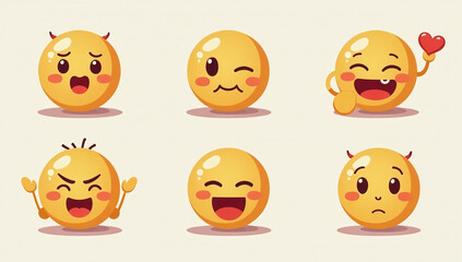 Fototapeta premium simple emoji character convey different emotions various