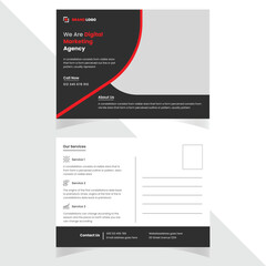 Vector postcard template design for corporate offline business marketing advertisement