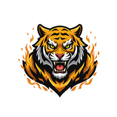 A bold and fierce tiger head illustration, symbolizing strength and courage. Perfect for sports teams, logos, and mascots