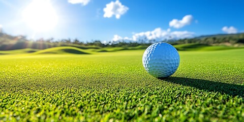Golf Ball on Green Fairway.