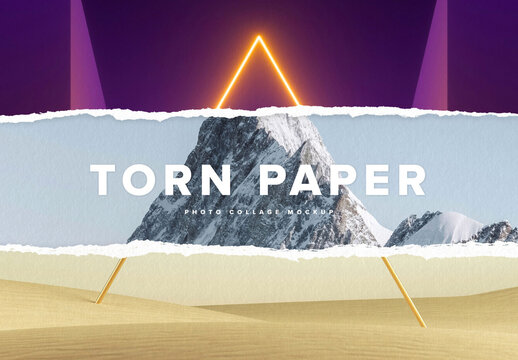 Torn Paper Photo Collage Mockup