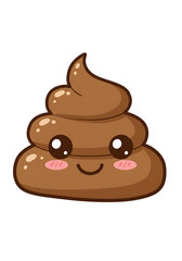 A funny and adorable poop emoji with a smiling face and pink cheeks