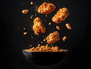 Crispy fried chicken pieces