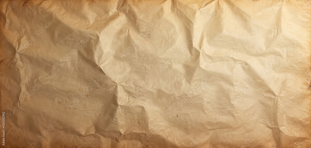 Poster wrinkled brown paper texture background. crumpled vintage paper with aged edges and grunge effect. r