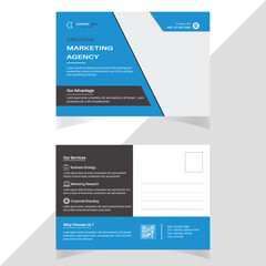 Vector postcard template design for corporate offline business marketing advertisement