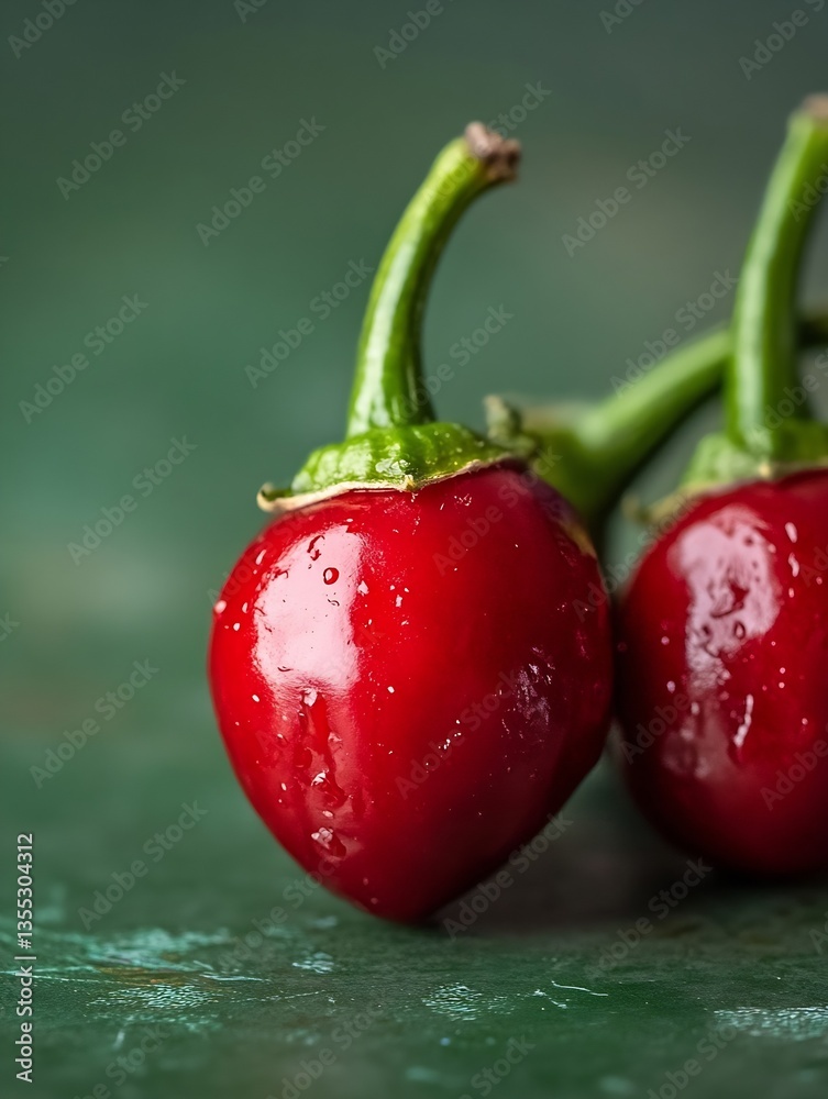 Aufkleber vibrant fresh red chili peppers resting against a colorful textured backdrop perfect for culinary pr
