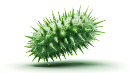 Isolated Green Spiked Object on White Background for Science or Medical Use