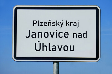 Ortsschild Plzeňsk&yacute; kraj Janovice nad &Uacute;hlavou