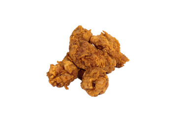 Appetizing fried legs in batter on an isolated white background which is used for advertising. bunch of chicken legs. side view