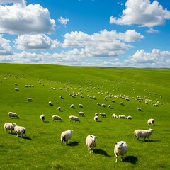 Araffes In A Large Field Of Grass With A Blue Sky