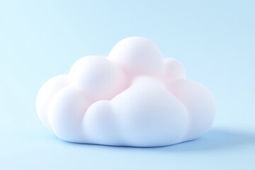 Pastel pink cloud shape on light blue background.  A soft, stylized cloud form, rendered in a light pink and white color palette, sits on a pale blue surface.  