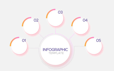 Vector infographics with round options, bright elements and symbols	