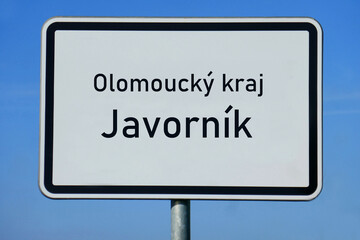 Ortsschild Olomoucký kraj Javorník