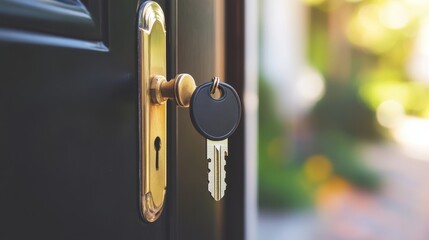 New Home Key Unlocking Dreams in Suburban Bliss.