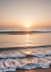 Fototapeta premium Sunset Over the Ocean with Gentle Waves