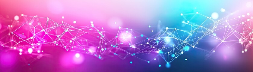 Abstract network connection, glowing nodes, vibrant background, tech website banner