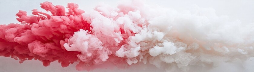 Pink, white ink swirls in water, abstract background, design element