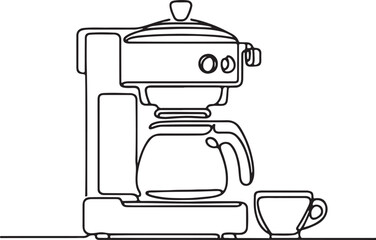 Coffee Maker Machine Outline Vector Art