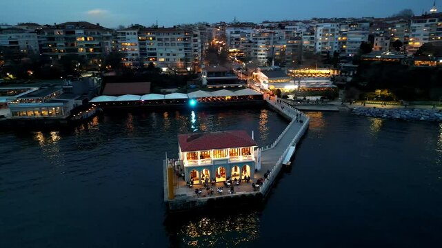 Aerial view of the pier with the library in Moda district, Kadikoy, Istanbul, Turkey